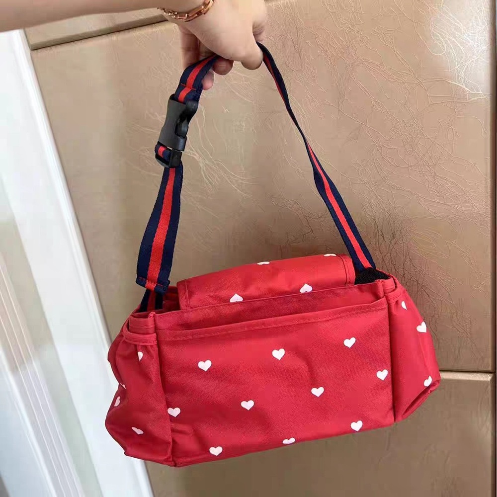 New! Clarins Red Heart Pattern Women's Bag